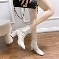 thumbnail image 1 of Botines de charol elegantes, suela gruesa, tacones altos, zapatos de oficina de marca de alta calidad para mujer, botas de mujer de 7CM37 Gao Jinjia LED, 1 of 2
