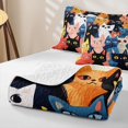 thumbnail image 4 of Manfei Abstract Cartoon Cat Quilt Full, Vivid Kitten Full Bedspread Sets, Multicolor, 3pcs, 1 Coverlet and 2 Pillowcases, 4 of 7