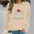 thumbnail image 6 of HOMBOM Womens Beige Sweatshirts Light Up Merry Christmas Graphic Festive Xmas Sweatshirt for Adult Fall, 6 of 6