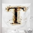 thumbnail image 1 of Letter T Tapestry, Scorching Letter T of Alphabet Design Worn out Background, Fabric Wall Hanging Decor for Bedroom Living Room Dorm, 5 Sizes, Tan Black Orange, by Ambesonne, 1 of 1