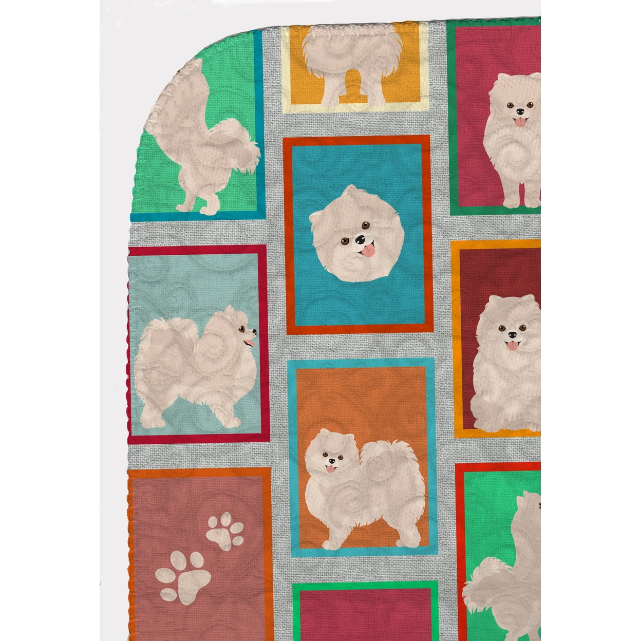 Lots of White Pomeranian Quilted Blanket 50x60 50 in x 60 in
