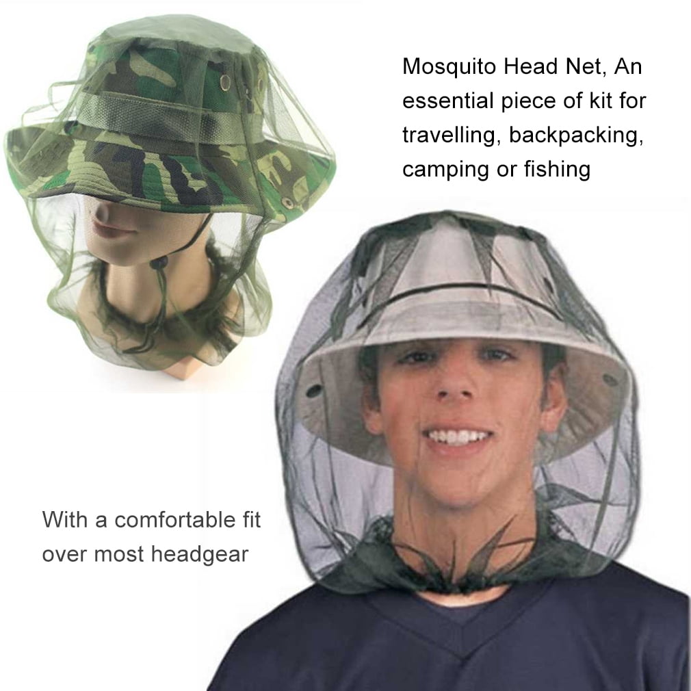 Mosquito Net Protector Face Midge Hat Mesh Insect Travel Bug Head Camping W__ja 