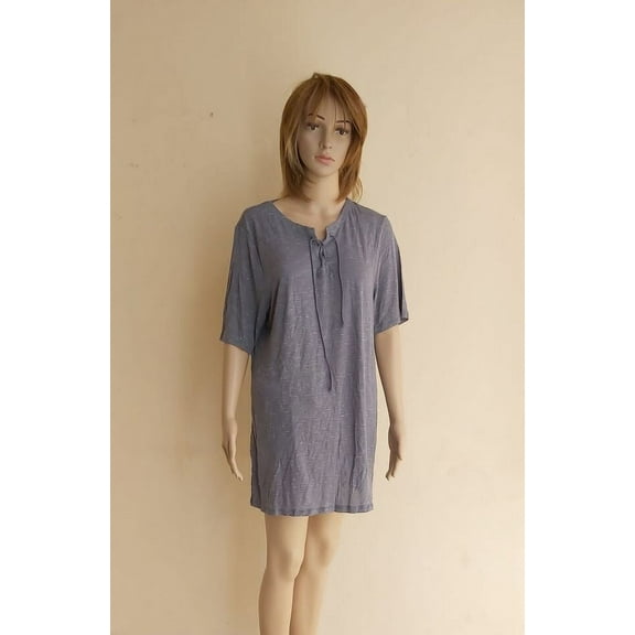 Just My Size Women´s Plus Size 1X Lace Front Dress Spacedye Gray/White