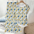 thumbnail image 5 of Maqroz Women's Outfits Print Tie Waist Short Sleeve Crew Neck Top and Long Pants Set Loose Summer Vacation Travel Lounge 2026 Yellow S, 5 of 5