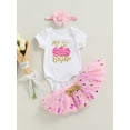 thumbnail image 2 of Kiapeise Newborn Baby Girl My 1st Easter Outfit Short Sleeve Letter Romper Tulle Tutu Skirt Headband 3Pcs Clothes Set, 2 of 9
