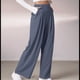 thumbnail image 4 of Pantalones de Traje Anchos para Mujer, Holgados, de Cintura Alta Elástica, Informales, Largos, Color Gris Oscuro, Talla M, 4 of 7