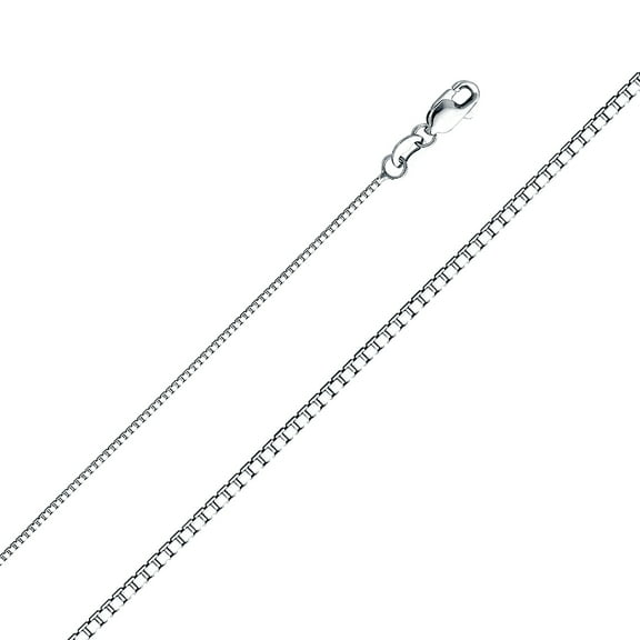 14k White Gold 0.8mm Box Chain Necklace 16 Inch Chain Necklace for Women and Men - 1.9 Grams