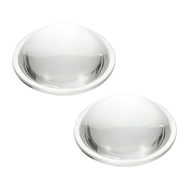 Lente Convexa Plana Uxcell Diámetro 54mm, 2 Pcs Altura 23.5mm Vidrio Borosilicato Alto LED Lente Convexa Condensadora con Bisel para Linterna, Luz de Automóvil, Faro de Bicicleta, Foco, Claro 2.4mm