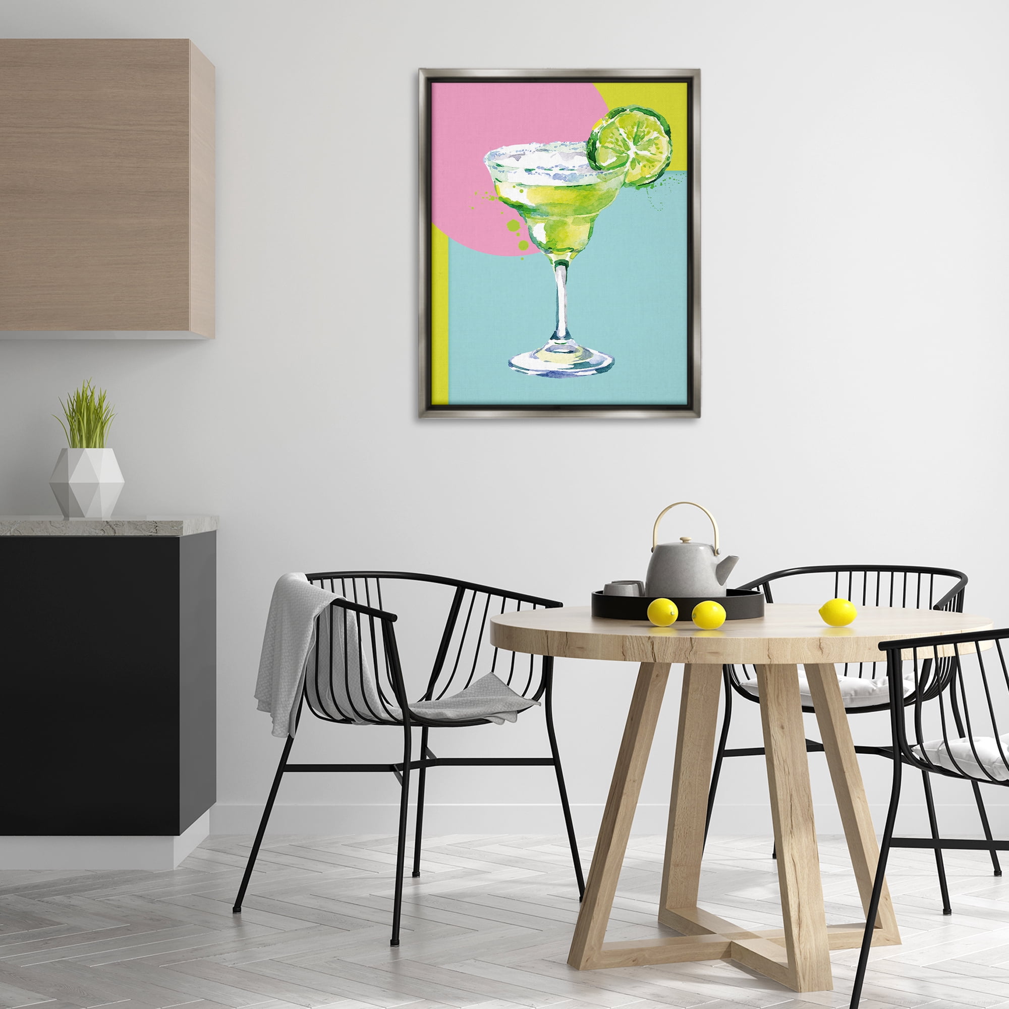 Stupell Industries Cocktail with Lime Slice Food & Beverage Painting Gray Floater Framed Canvas Art Print Wall Art, 25 x 31