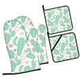 thumbnail image 2 of YFYANG Oven Mitts and Pot Holders Sets 4 Pieces, Non-Slip Heat Resistant Cute Green Cartoon Cactus Pattern Kitchen Glove Pot Mat for Cooking and Baking, 2 of 8