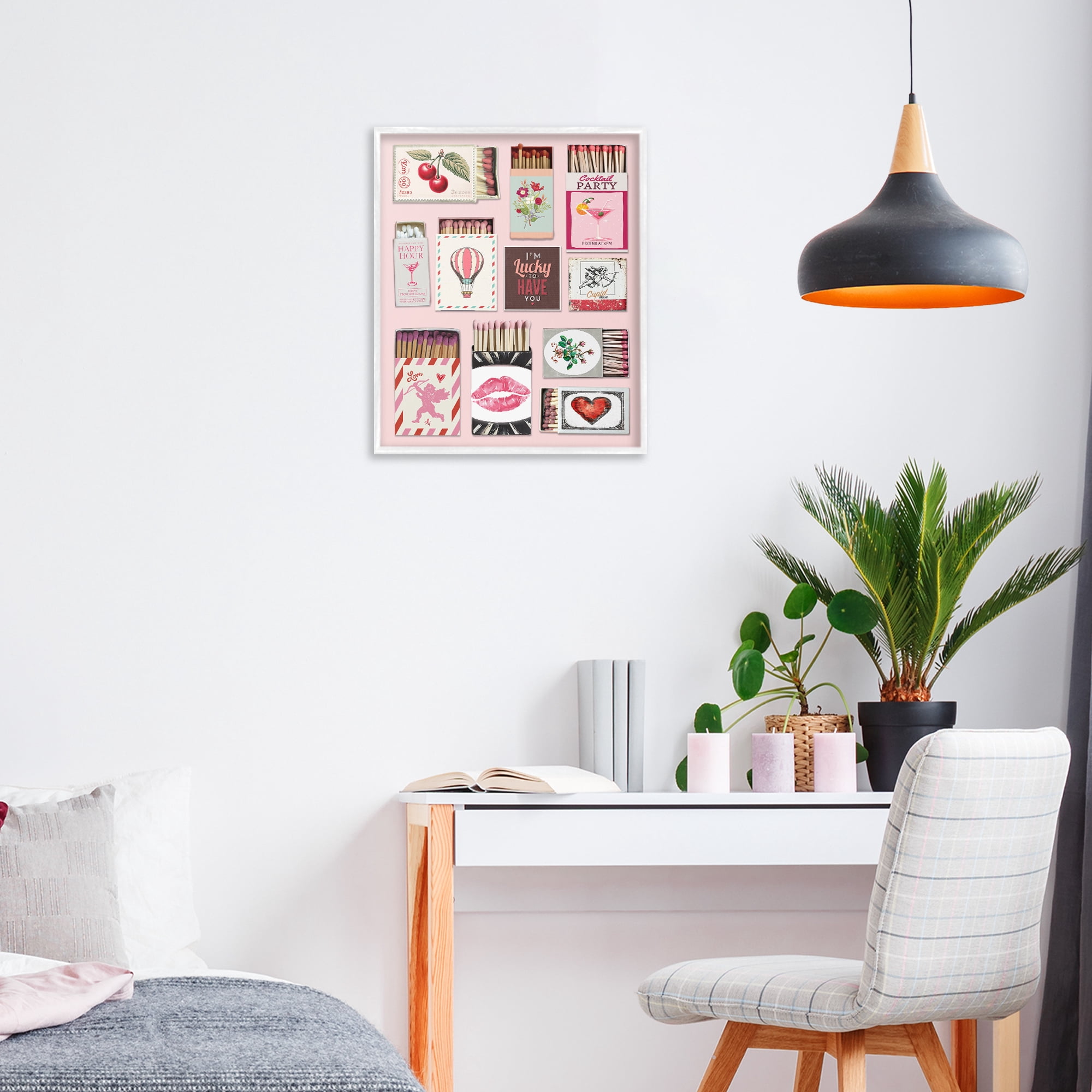 Stupell Industries Vintage Romantic Matchbox Collection White Framed Giclee Art, design by CAD Designs