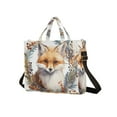 thumbnail image 2 of Fox Leaves Fruit Circle Corduroy Tote Bag Handbag Large Messenger Bag Shoulder Crossbody Zipper Bag Purse, 2 of 8