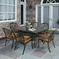 thumbnail image 4 of VIVIJASON 7-Piece Outdoor Furniture Dining Set, All-Weather Cast Aluminum Patio Conversation Set, Include 6 Cushioned Chairs and a Rectangle Table with Umbrella Hole for Balcony Lawn Garden Backyard, 4 of 7