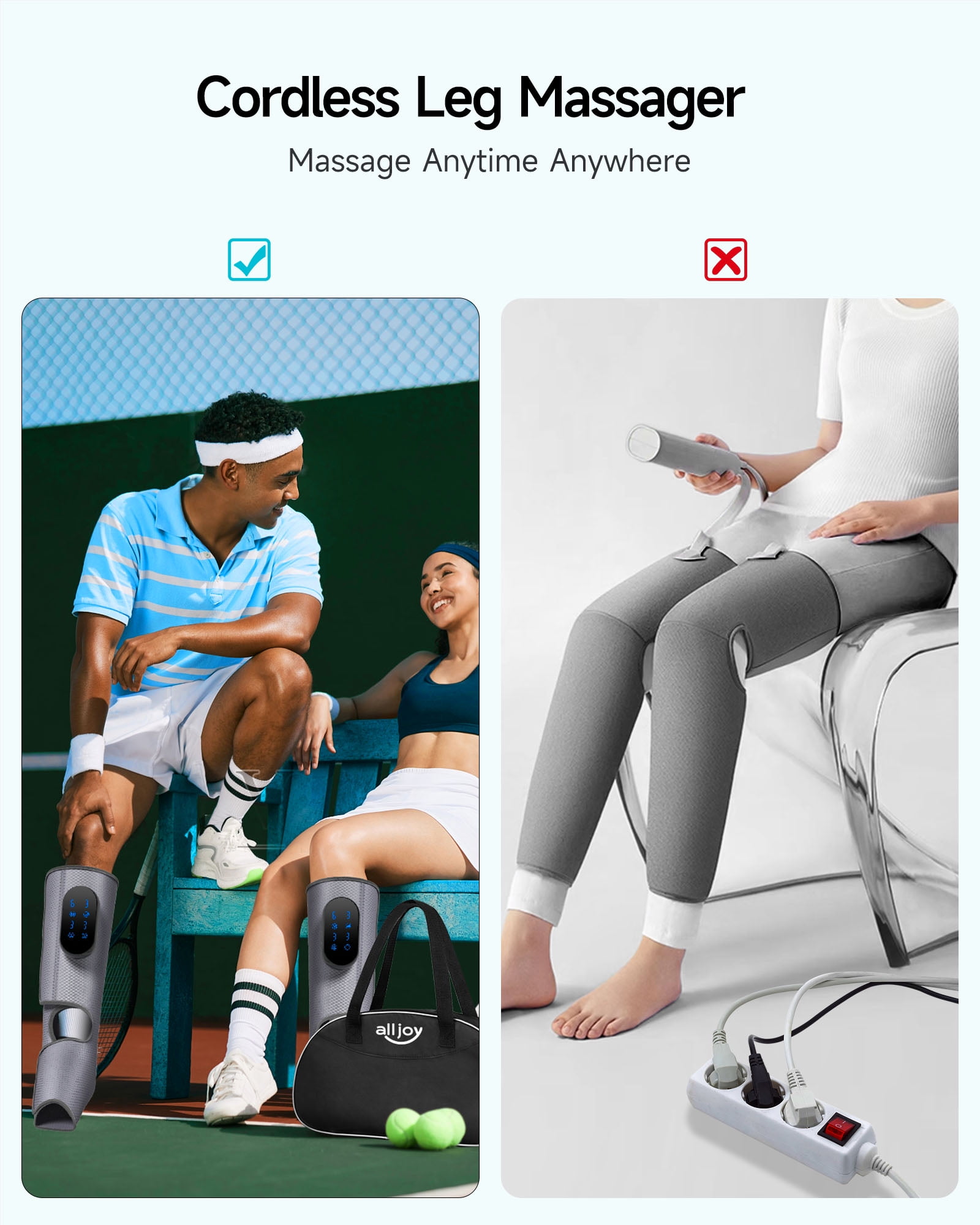 ALLJOY Cordless Foot and Leg Massagers Leg Air Compression Boots for Circulation and Pain Relief