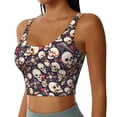 thumbnail image 2 of Fotbe Guitar Skull record Pattern Womens' Sports Bra Longline Wirefree Padded with Medium Support Sports Moisture-Wicking Workou Vest,Tank Top-X-Large, 2 of 7