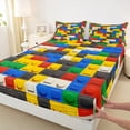 thumbnail image 3 of Castle Fairy Colorful Brick 4 Pieces Queen Sheet Sets,Building Blocks Ultra Soft Flat Sheet,Construction Game Queen Fitted Sheet,Luxury Kids Bedroom Decor, 3 of 7