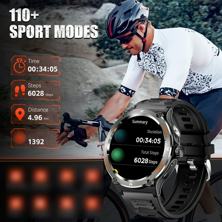 EIGIIS KT76 Smartwatch for Men with LED Flashlight 1.53'' HD