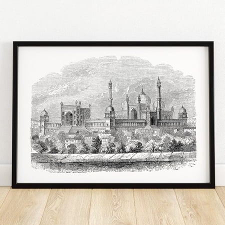 Kna Prints - Grand Mosque At Delhi, India - Architectural Illustration - Historical Wall Art - Unique Home Decor ,Decor For Living Room Bedroom, UNFRAMED-16x24