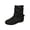 Black, variant on Womens Slouchy Boots Flat Sole Side Zipper Ring Decoration Suede Stacked Boots