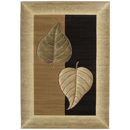 Designer Home Angles Area Rug 510-21851 Basil Chocolate Leaves Border 7' 10" x 10' 6" Rectangle