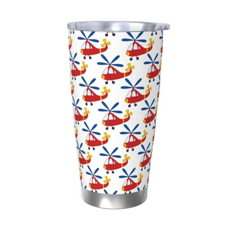 

Salouo Cartoon Helicopter Print 20oz Tumbler with Lid Stainless Steel Vacuum Insulated Tumbler Durable Insulated Coffee Mug Thermal Cup with Splash Proof Sliding Lid-Without Straw