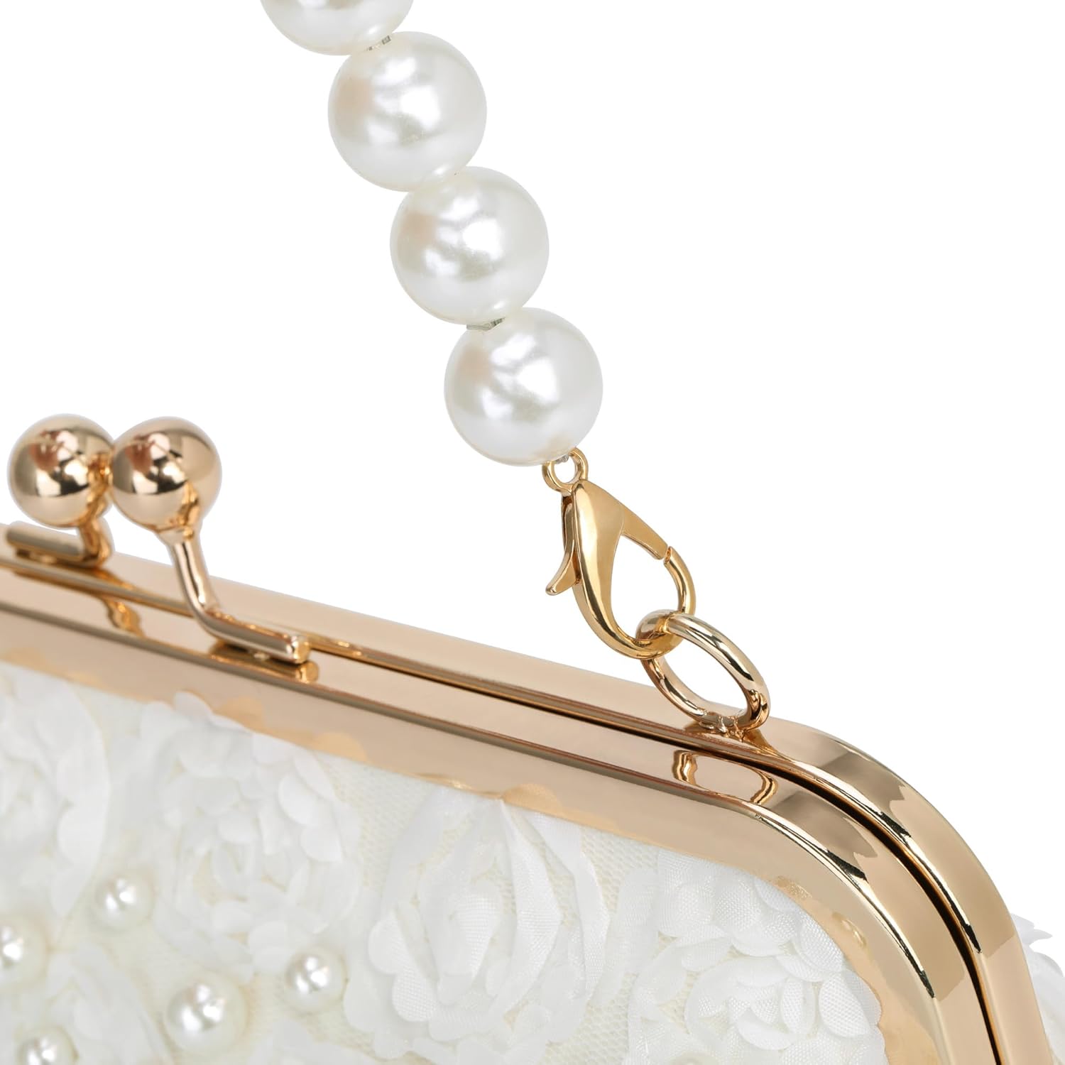 YooGuoGuo Pearl Clutch Purses for Women Evening Handbag Wedding Bridal Crossbody Bag for Party