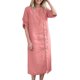 thumbnail image 1 of Largo Vestido de Verano Fluido con Botones, Ropa de Color Sólido, Longitud de Rodilla, Vestido Fluido Suelto para Mujeres con Bolsillos, 1 of 9
