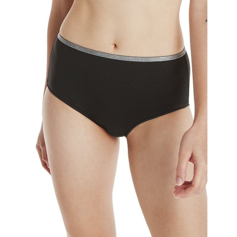 Hanes Women's Breathable Cotton Hi-Cut Underwear, Black, 10-Pack 10 