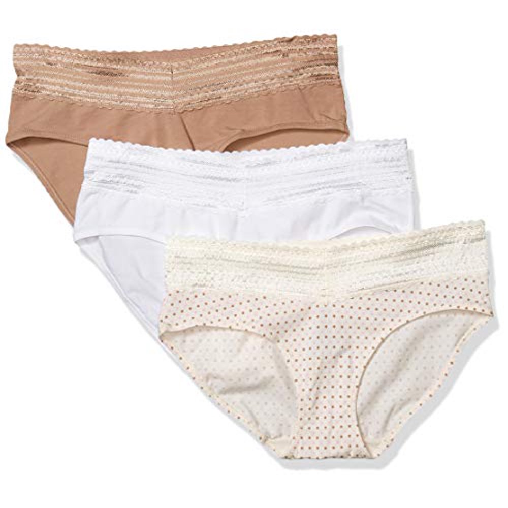 Warner's Warner's No Pinch 3 Pack Cotton Hipster Lace Panties, White