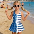 thumbnail image 3 of Tutolipy Sleeveless Bathing Suit, USA Flag Star Stripe Print Girls One Piece Swimsuit with Skirt Bottom, Swim Dress Back Strap Girls Swimsuit for Pool Size 8-9 Years, 3 of 8