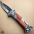 thumbnail image 2 of 9" Brown Wood Handle Hunting Engraved Blade Lockback Folding Pocket Knife NEW, 2 of 4