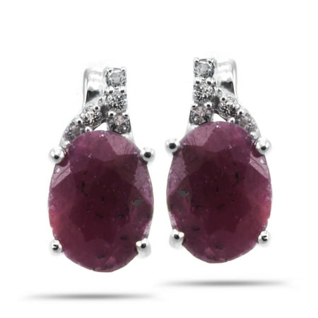 - Royal Jewels Collection, Natural Faceted Opaque Ruby Sterling Silver Earrings