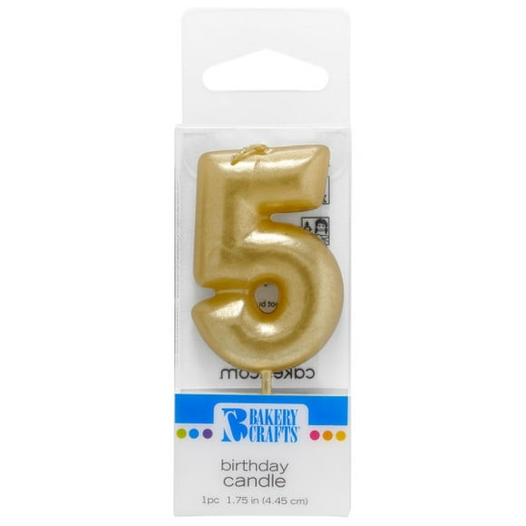 Gold Number 5 Candle 1.75 by Bakery Crafts"