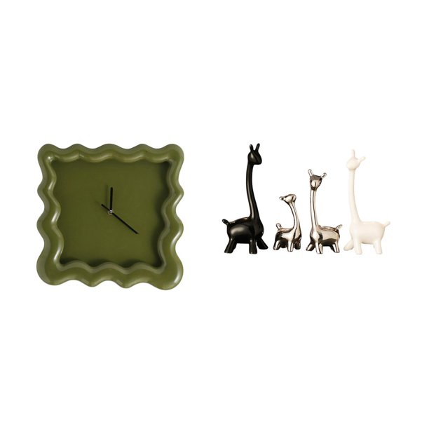 Reloj de pared,Reloj de pared decorativo para baño y dormitorio.,Reloj de pared cuadrado silencioso y sin tictac,regalo,Estatua de ciervo alce,Estatua de jirafa de cerámica,adorno moderno