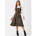 thumbnail image 4 of DARING DIVA Women's Ruffled Sleeveless Tie Waist A Line Plaid Dress XS Khaki Brown, 4 of 6