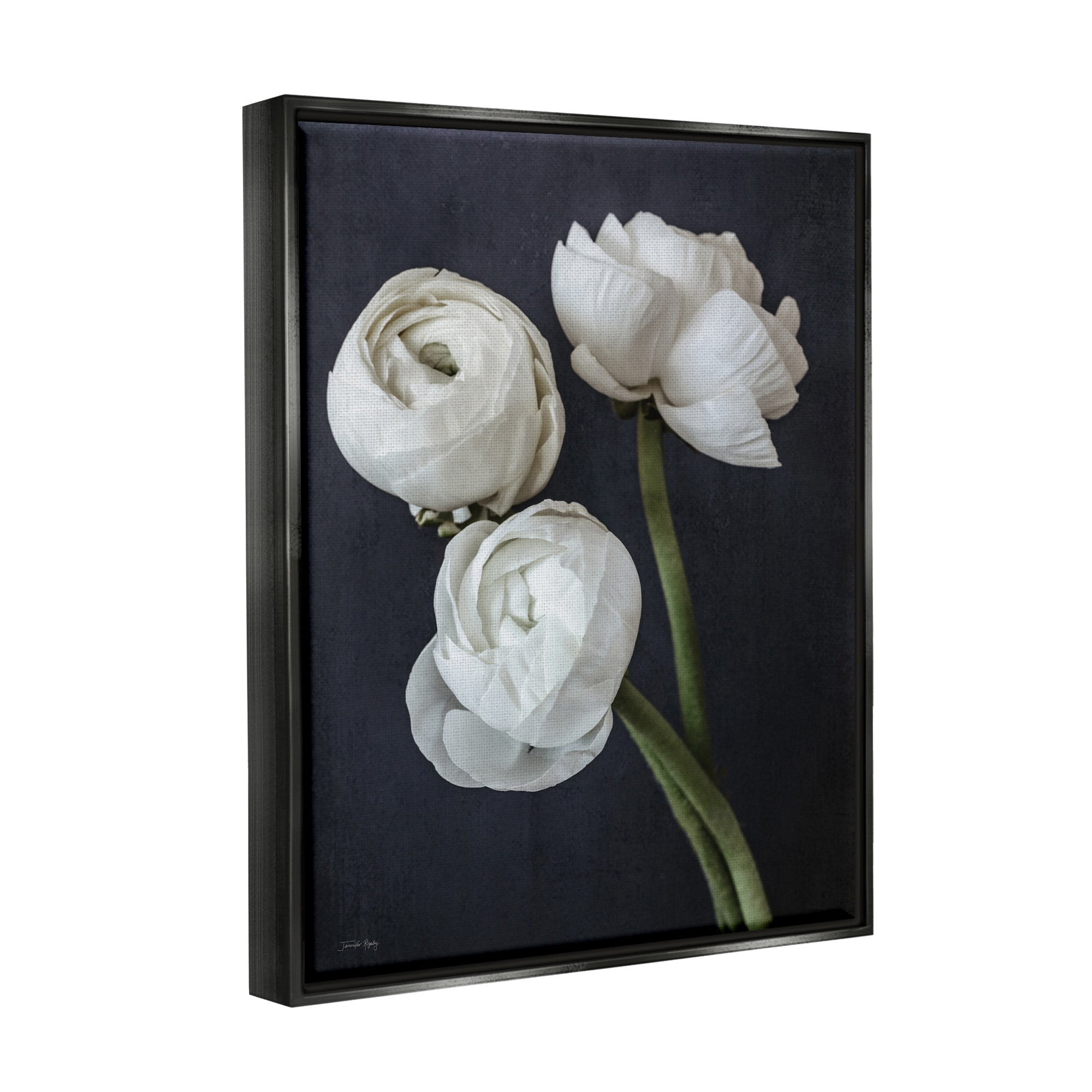 Stupell Industries Chic Ranunculus Flower Blossoms Modern Arrangement Photograph Jet Black Floating Framed Canvas Print Wall Art, Design by Jennifer Rigsby