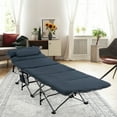 thumbnail image 3 of Costway Folding Retractable Travel Camping Cot w/Removable Mattress & Carry Bag Blue, 3 of 10