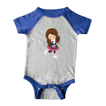 

Inktastic Ice Skating Girl Cute Girl Brown Hair Scarf Gift Baby Girl Bodysuit