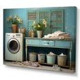 thumbnail image 2 of Designart "Vintage Laundry Room in Turquoise I" Bath & Laundry Canvas Print, 2 of 5
