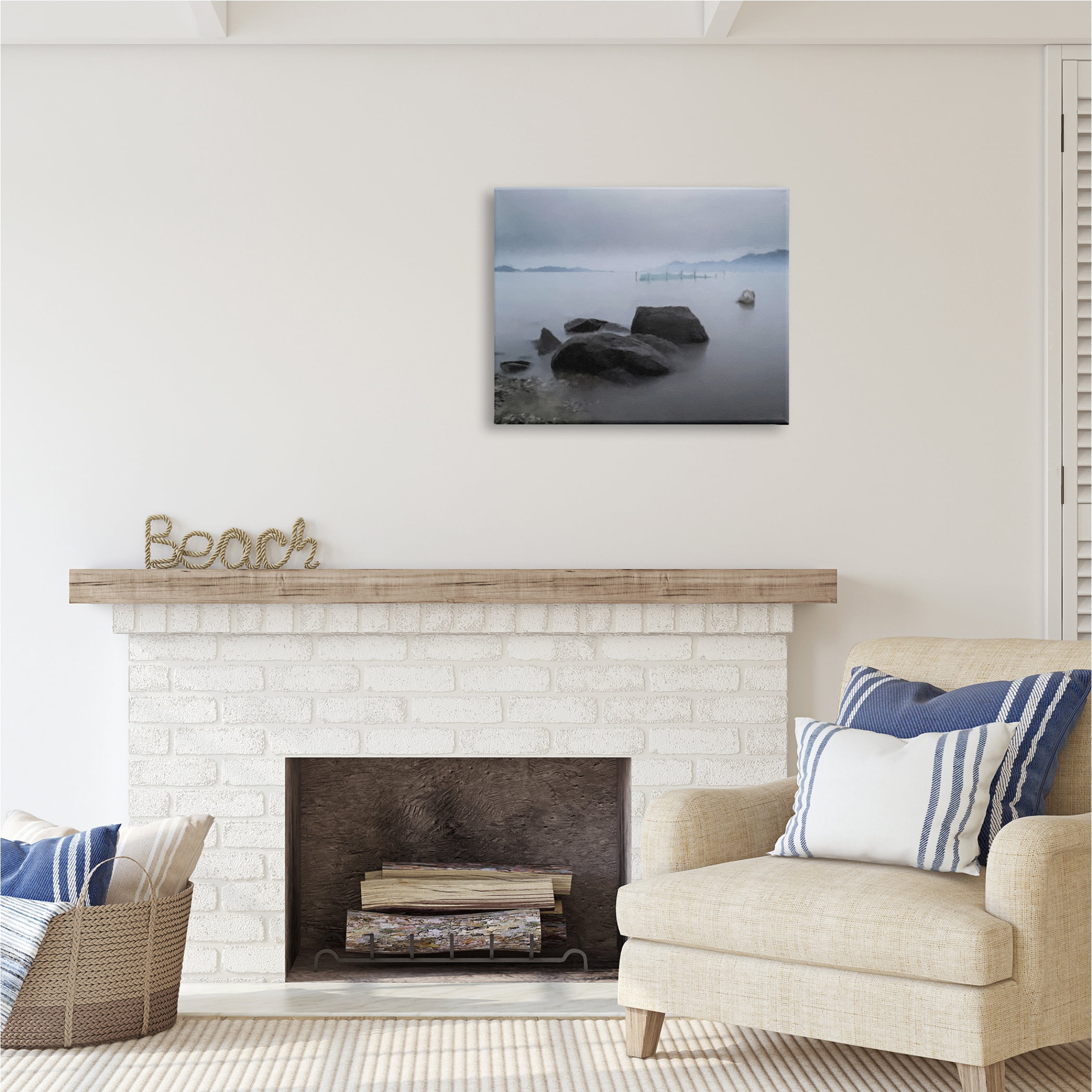 Stupell Industries Foggy Sea Landscape Nature Painting Gallery Wrapped Canvas Print Wall Art, 30 x 24