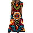 thumbnail image 2 of Robes pour Femmes 2024 Été Surdimensionné Décontracté Manches Courtes Col en V Robe Imprimée Robe Ample 50 % de Réduction!, 2 of 5