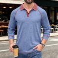 thumbnail image 6 of Mens Soft Knit Long Sleeve Henley Shirt Contrast Lapel Raglan Sleeve Color Block Business Casual Top, 6 of 6
