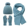 thumbnail image 3 of Winter Beanie Hat Scarf Gloves, Warm Knit Hats Touchscreen Gloves Neck Scarf Set Winter Gifts for Unisex Adult #02 Blue, 3 of 10