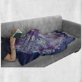 thumbnail image 6 of Ethnic Soft Flannel Fleece Throw Blanket, Yoga and Cosmos Theme Psychedelic Composition, Cozy Plush for Indoor and Outdoor Use, 70" x 90", Baby Pink and Purple, by Ambesonne, 6 of 6