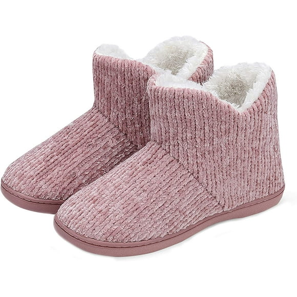Womens Warm Bootie Slippers Fluffy Plush Indoor Outdoor Winter Comfy House Slippers