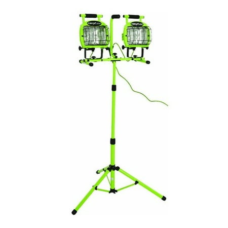 Designers Edge 1400W Halogen Twin Head Tripod Work Light with Weatherproof Switch, 7' Cord