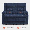 thumbnail image 4 of MCombo 57" Power Loveseat Recliner Sofa, Reclining Seating with Heat Vibration for Living Room, Fabric, Navy blue, 4 of 9