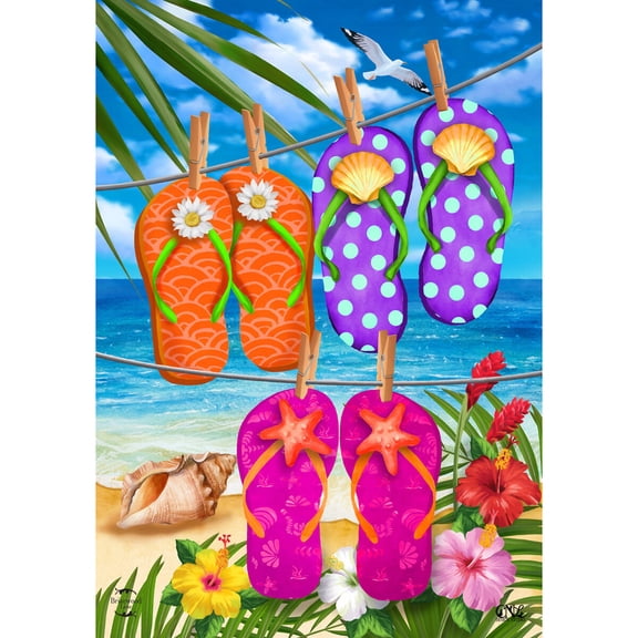 Briarwood Lane Summer Garden Flag 12x18 For Outdoor Hanging Flip Flops For Summer Garden Flag Flags For Outside