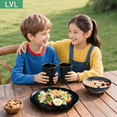 thumbnail image 4 of Unbreakable Dinnerware Sets, Rock Texture Bowls Sets for 18PCS, Microwave & Dishwasher Safe, Eco-Friendly, Perfect for Dinners, Buffets, and Events- Black, 4 of 7