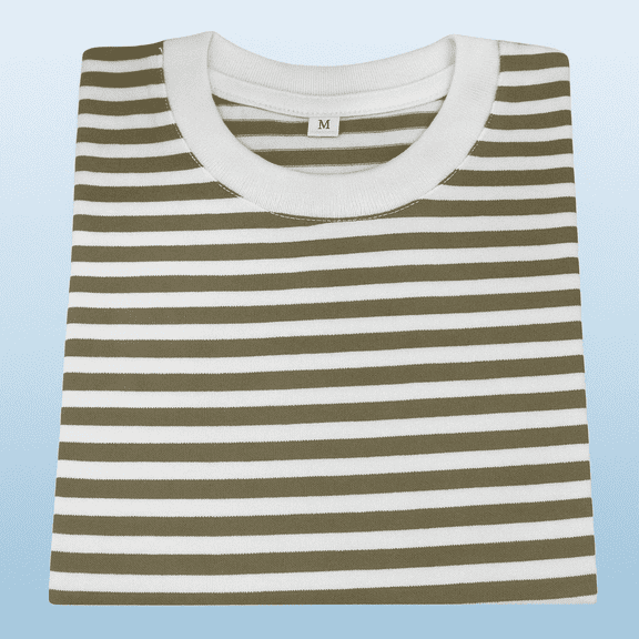 Children's Cotton T-Shirt, Striped T-Shirt, Tan and White - 4T